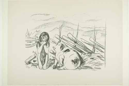 Omega and the Pig by Edvard Munch, print, 1908-1909
