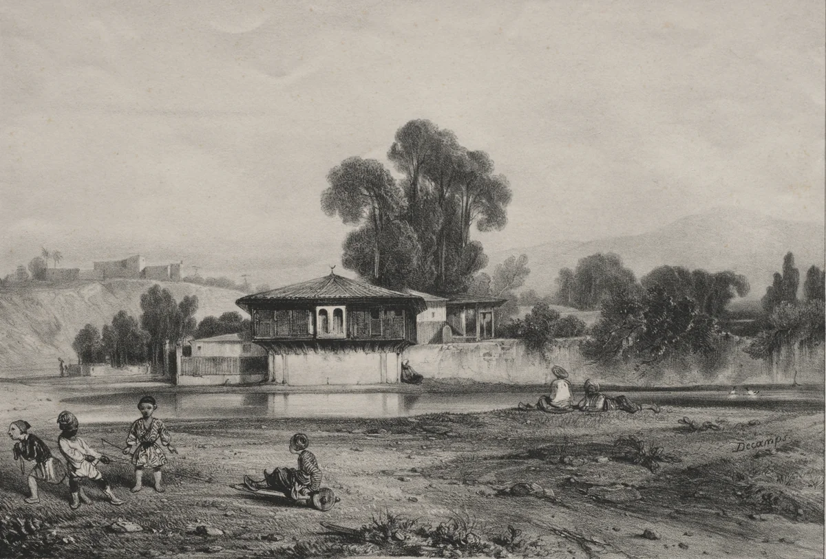 Pavilion at the Edge of a River by Alexandre-Gabriel Decamps, print, 1833-1860