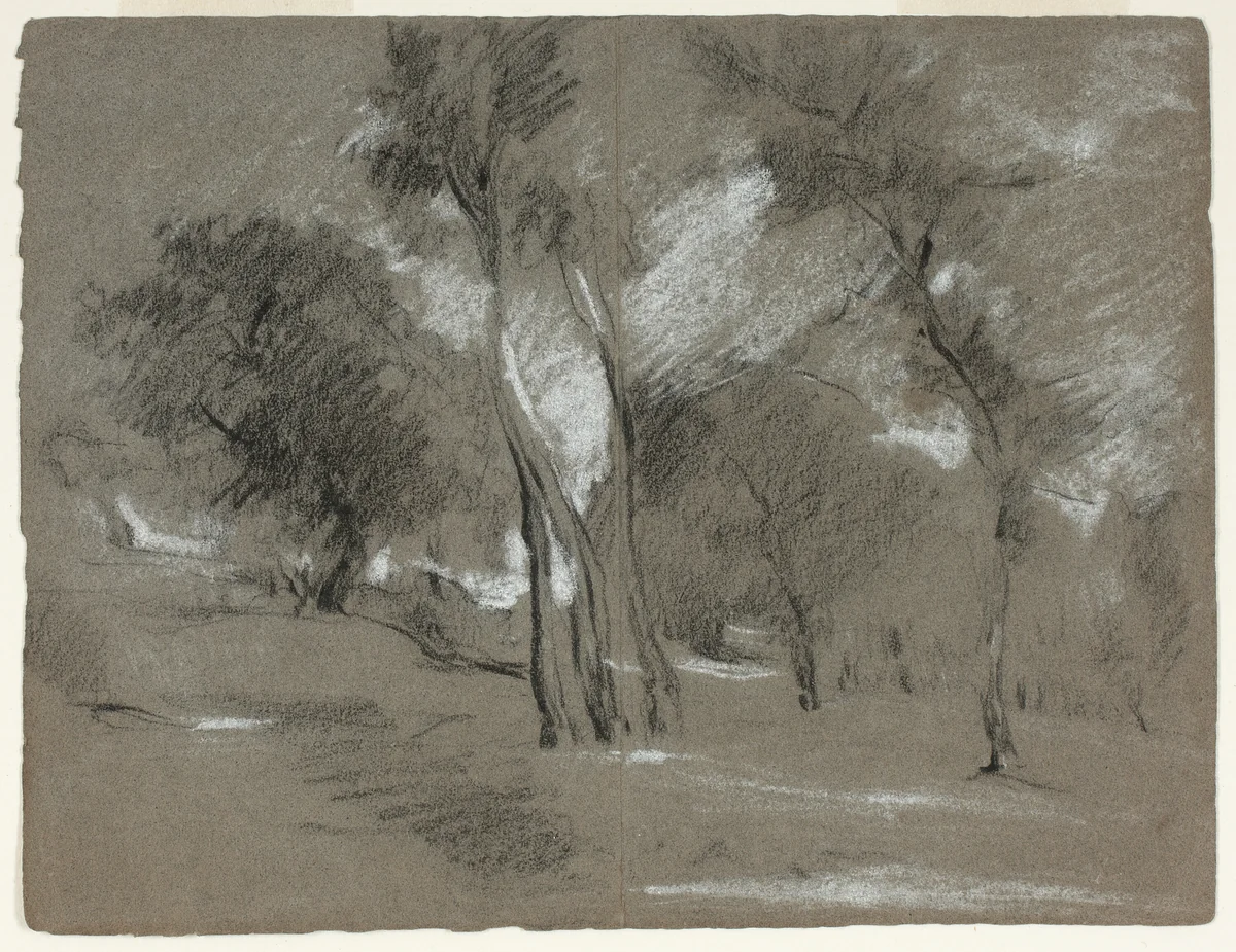 Landscape with Trees by Jean Baptiste Carpeaux, drawing, 1847-1875