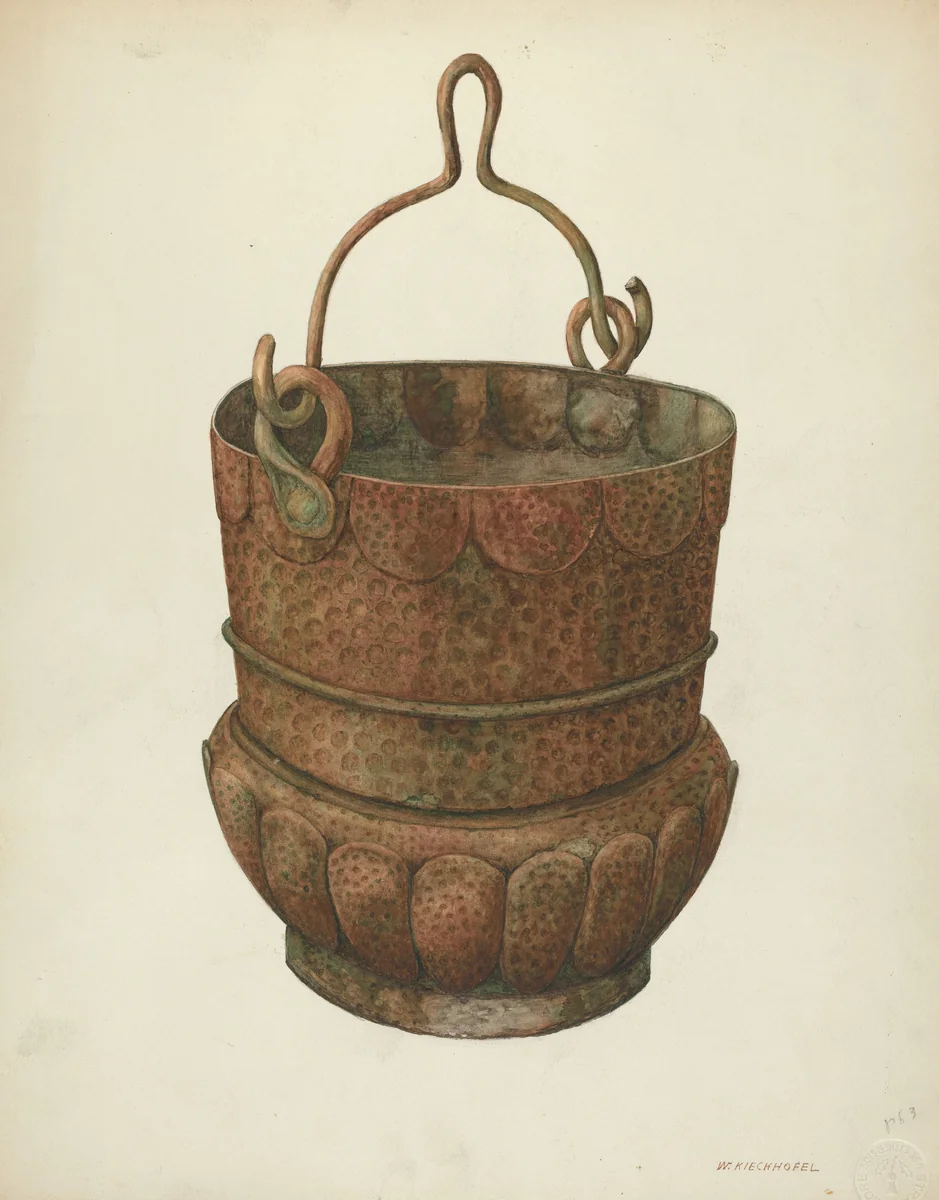 Hammered-Copper Bucket by William Kieckhofel, index of american design, 1938