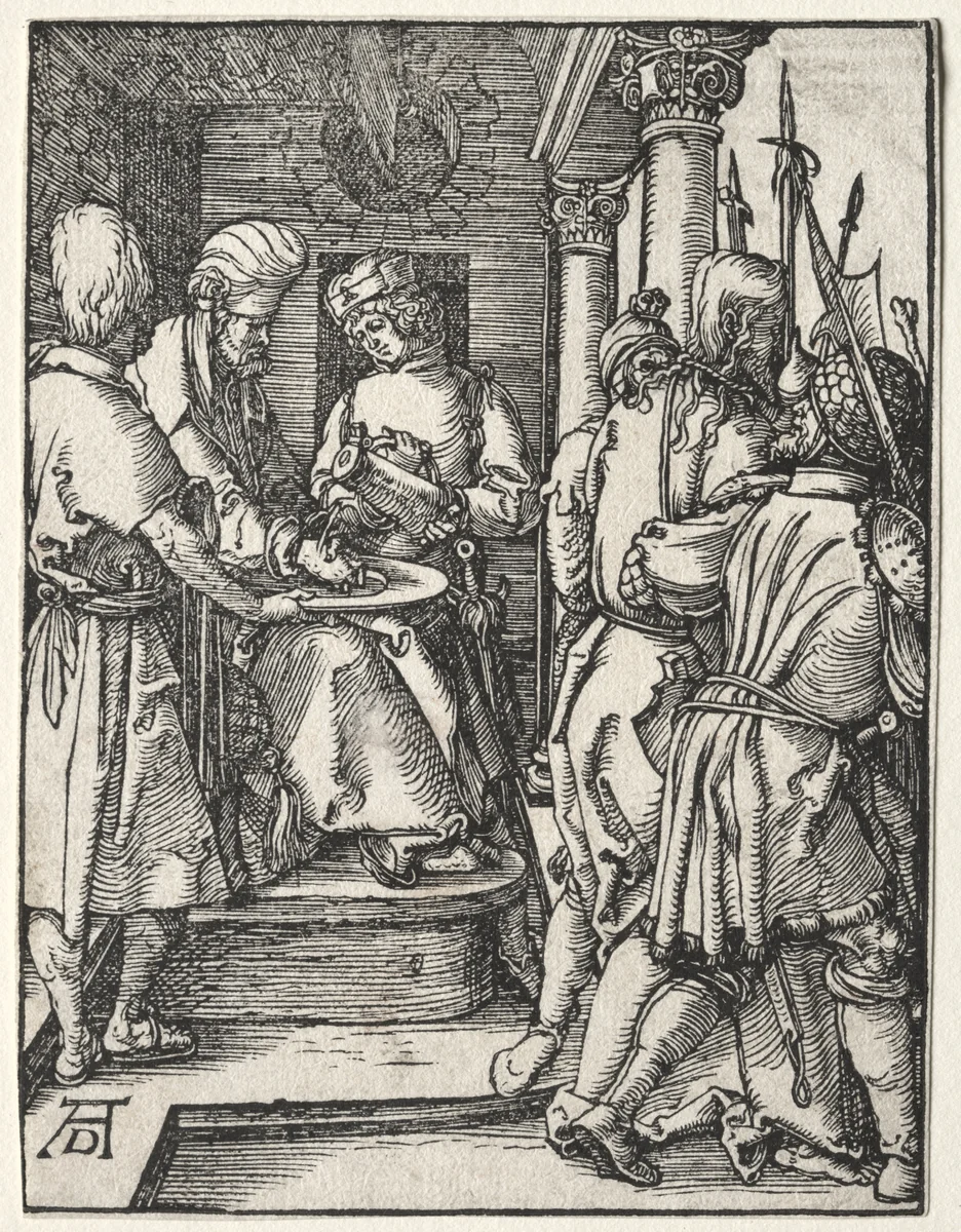 The Small Passion: Pilate Washing His Hands by Albrecht Dürer, print, 1509-1511