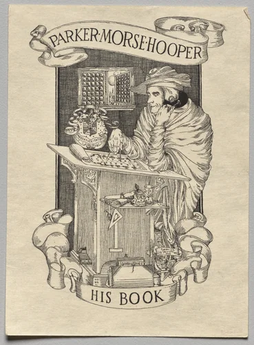 Bookplate: Parker Morse Hooper, His Book inscribed by Frederick Garrison Hall, print
