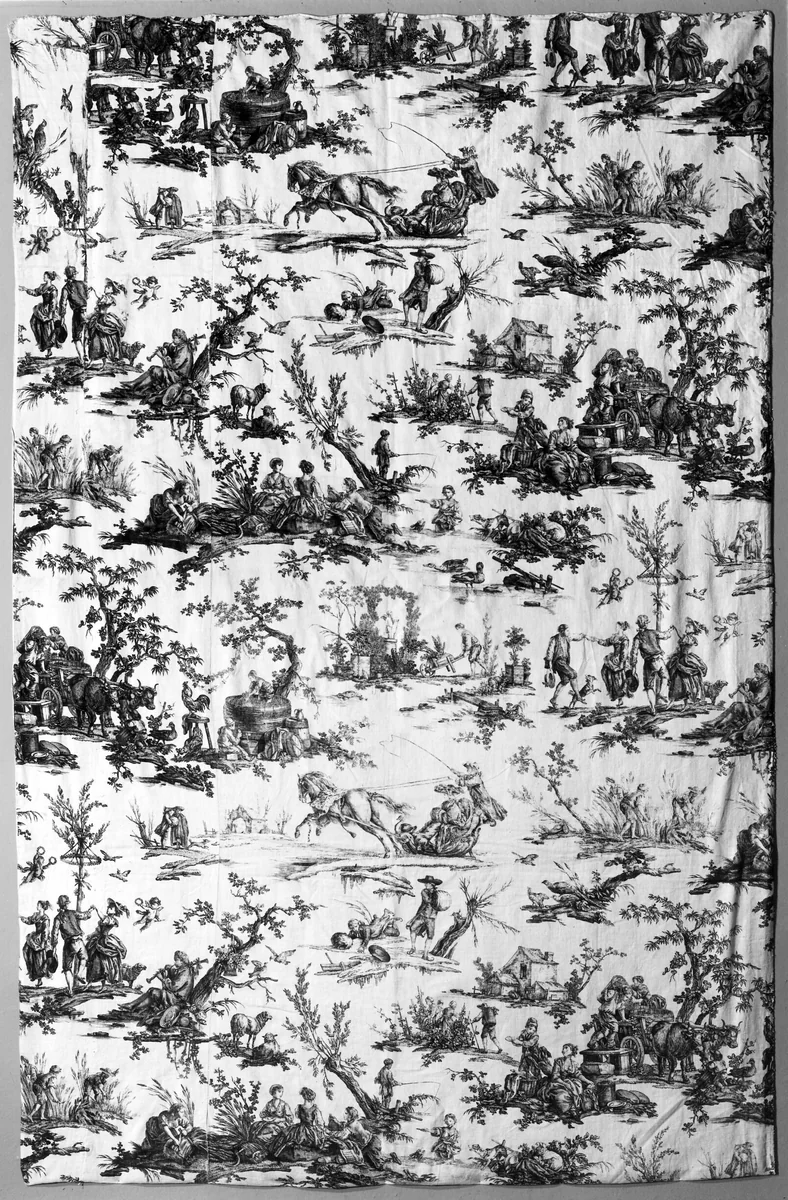 Les Plaisirs des Quatre Saisons (Pleasures of the Four Seasons) (Furnishing Fabric) by Jean Baptiste Huet, textile, 1783-1789