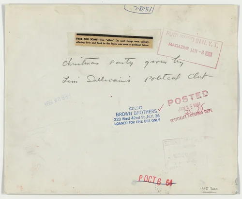 Christmas Party Given by Jim Sullivan's Political Club, New York by Brown Brothers, photograph, 1905