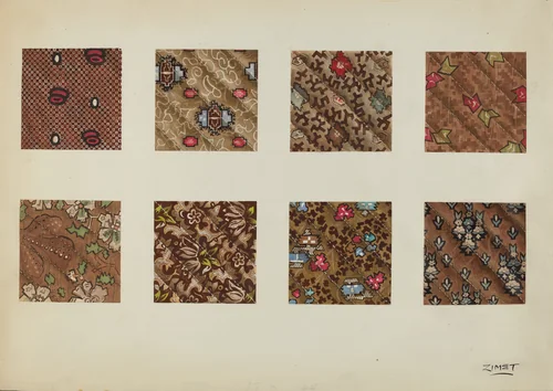 Swatches from Patchwork Quilt by A. Zimet, index of american design, 1938