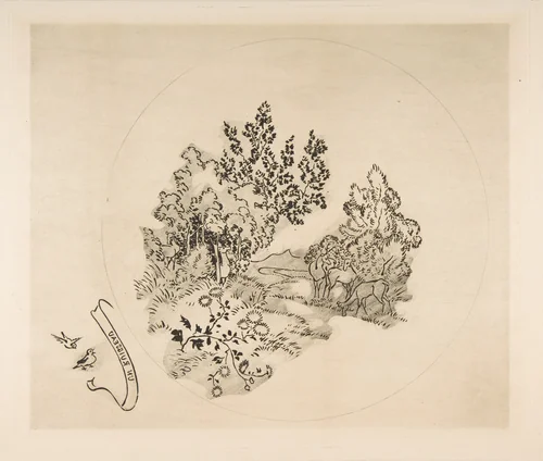 Decoration for a Plate: A Stream by Félix Bracquemond, print, 1870