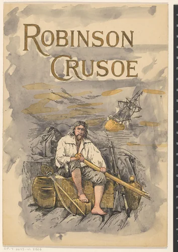 Bandontwerp voor: Daniel Defoe, Robinson Crusoe, jaar onbekend by anonymous, drawing, 1900-1920