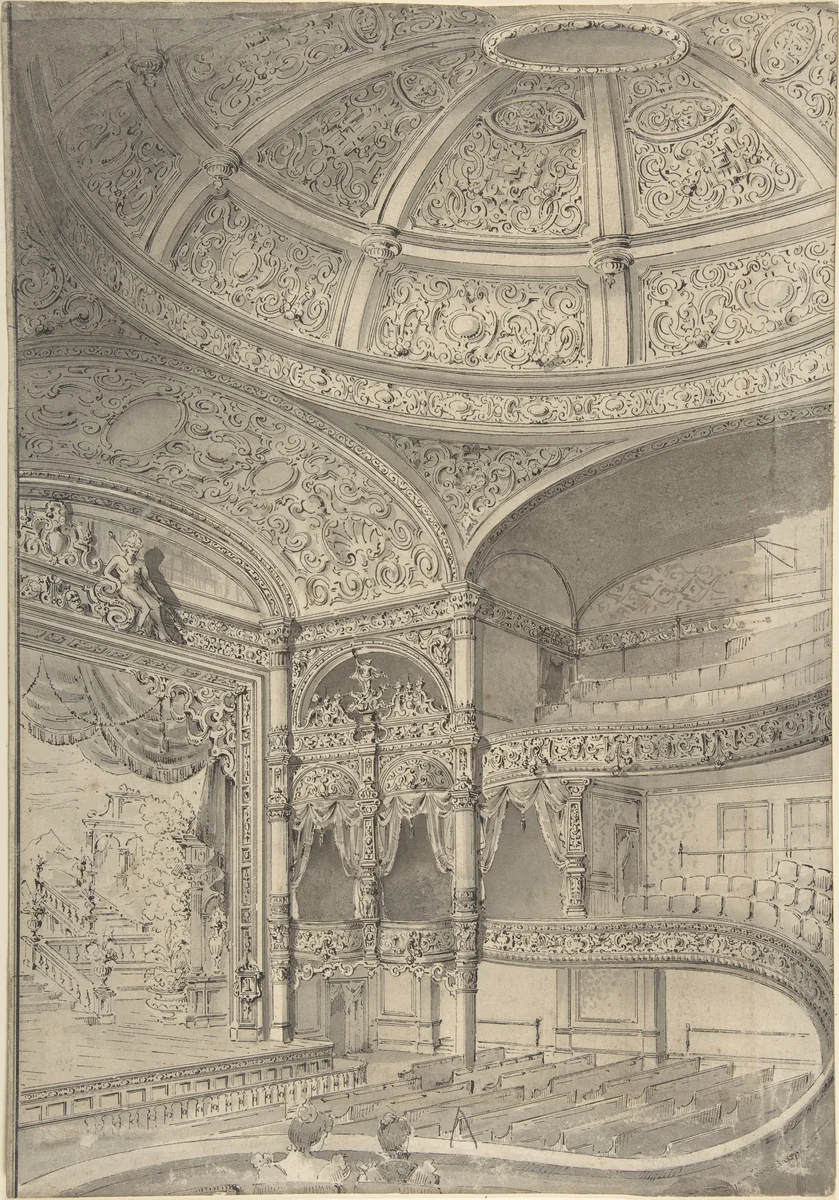 Interior of a Theatre by David Roberts, drawing, 1796-1864