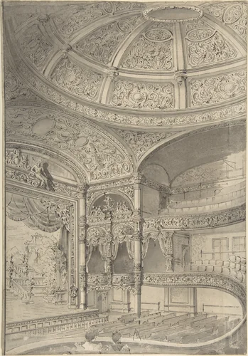 Interior of a Theatre by David Roberts, drawing, 1796-1864