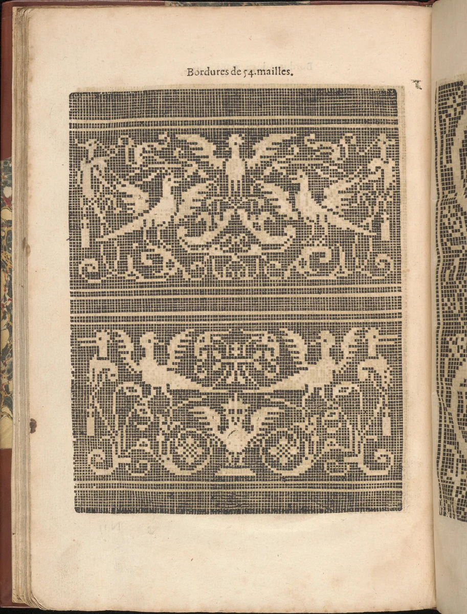Les Secondes Oeuvres, et Subtiles Inventions De Lingerie du Seigneur Federic de Vinciolo Venitien, page 50 (verso) by Federico de Vinciolo, book, 1603