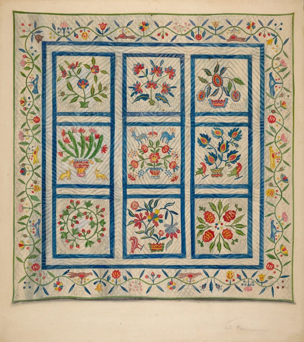 Quilt by Marie Alain, index of american design, 1937