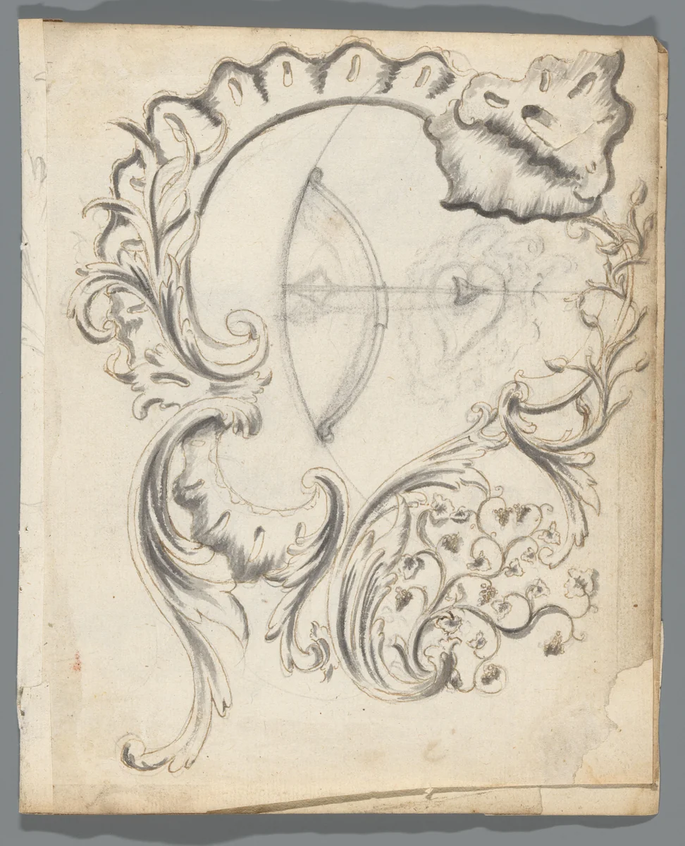 Ontwerp voor een cartouche by anonymous, drawing, 1750