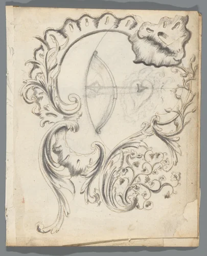 Ontwerp voor een cartouche by anonymous, drawing, 1750
