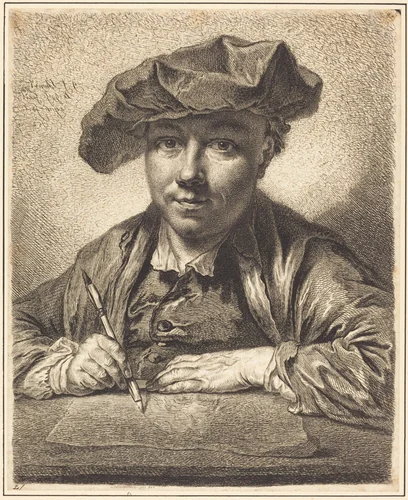 Self-Portrait, Drawing by Georg Friedrich Schmidt, print, 1752