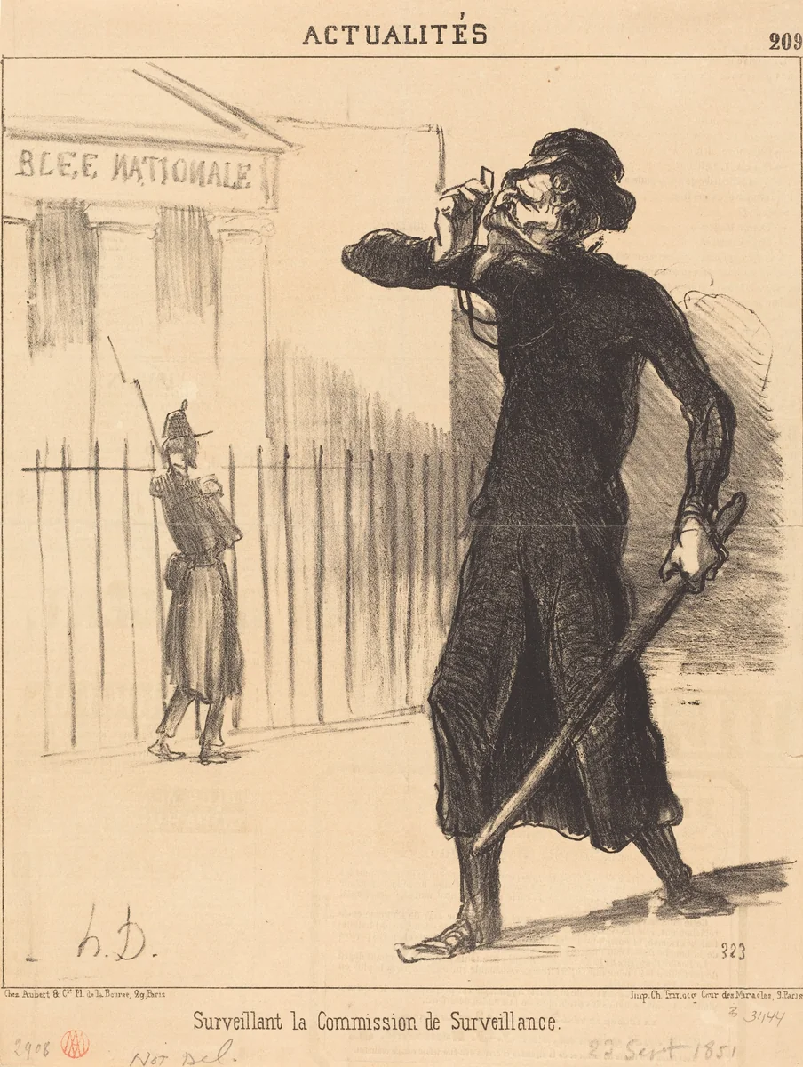 Surveillant la Commission de Surveillance by Honoré Daumier, print, 1808-1879