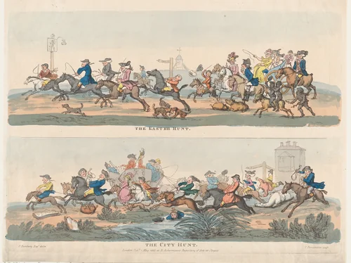 The Easter Hunt and The City Hunt by Thomas Rowlandson, print, 1803
