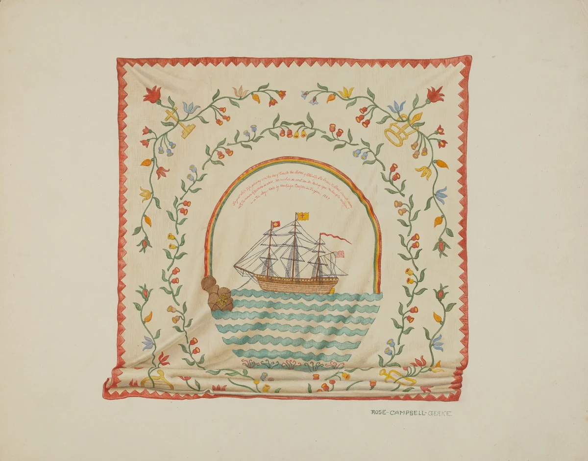 Applique Bedspread by Rose Campbell-Gerke, index of american design, 1940