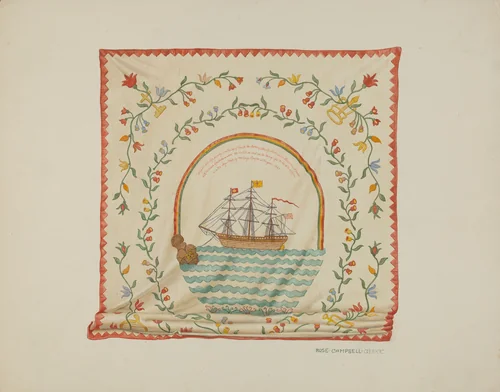 Applique Bedspread by Rose Campbell-Gerke, index of american design, 1940