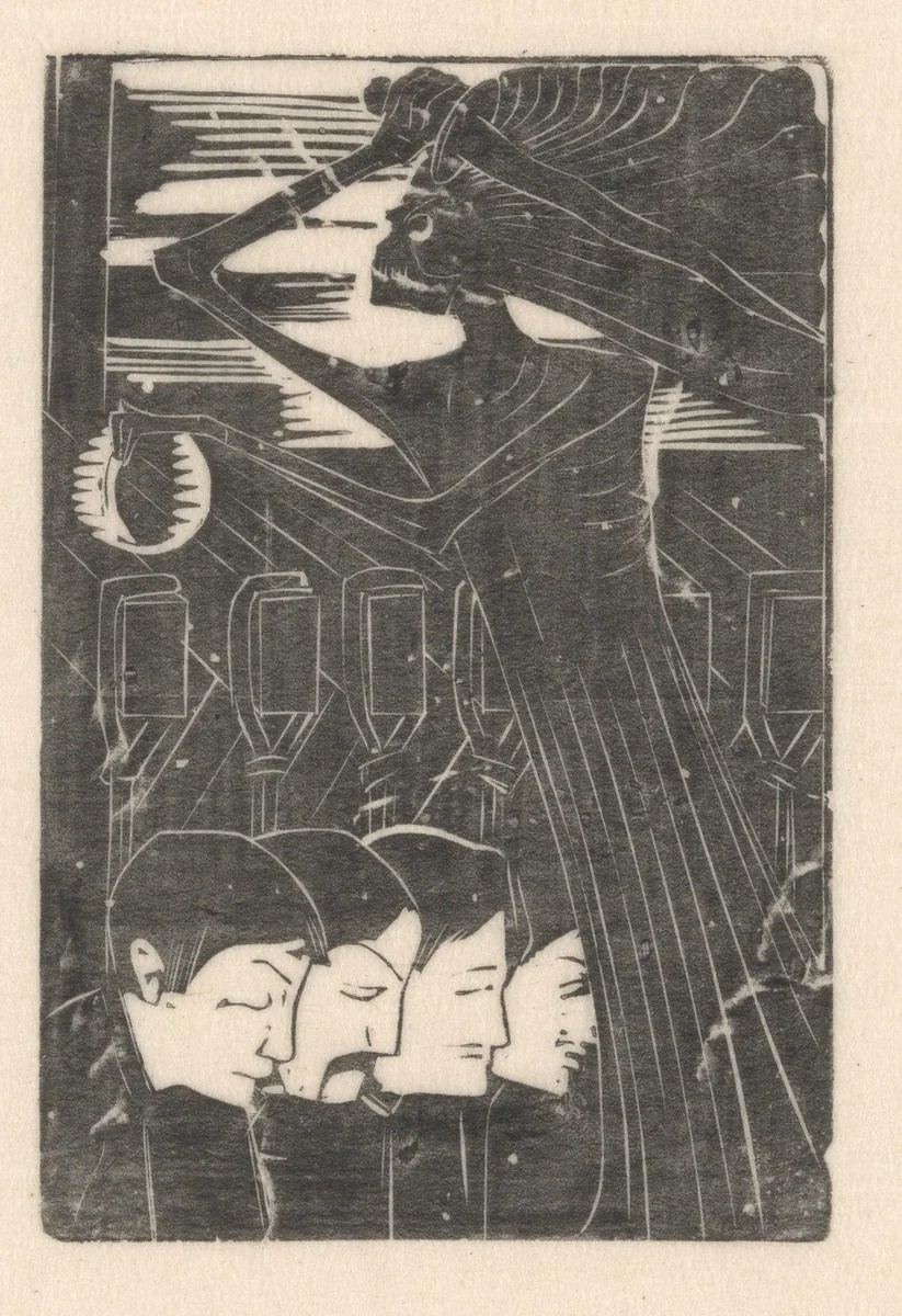 Executie van vier Haymarket-martelaren by Karel Petrus Cornelis de Bazel, print, 1895