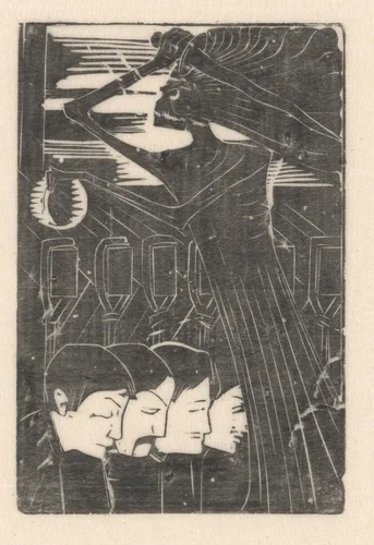 Executie van vier Haymarket-martelaren by Karel Petrus Cornelis de Bazel, print, 1895