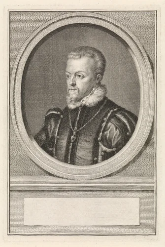 Portret van Filips II, koning van Spanje by Jacob Houbraken, print, 1771-1773
