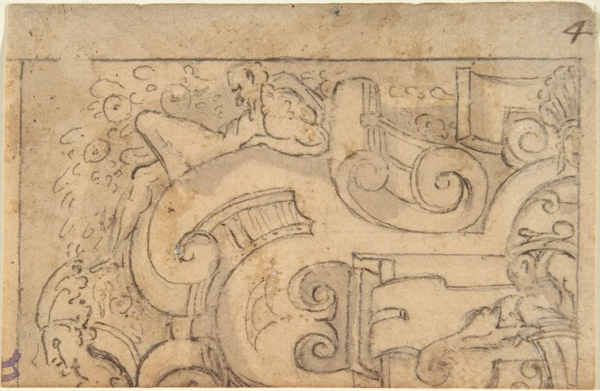 Fragment of Strapwork Design (tracing?) by anonymous, drawing, 1500-1599