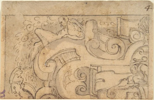Fragment of Strapwork Design (tracing?) by anonymous, drawing, 1500-1599