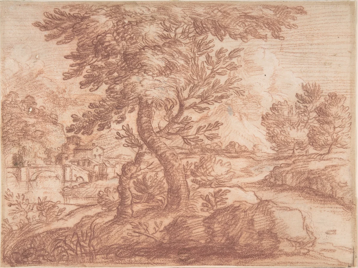 Landscape by Aureliano Milani, drawing, 1600-1700
