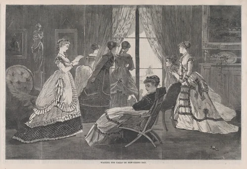 Waiting for Calls on New Year's Day (from "Harper's Bazar," Vol. II) by Winslow Homer, print, 1869