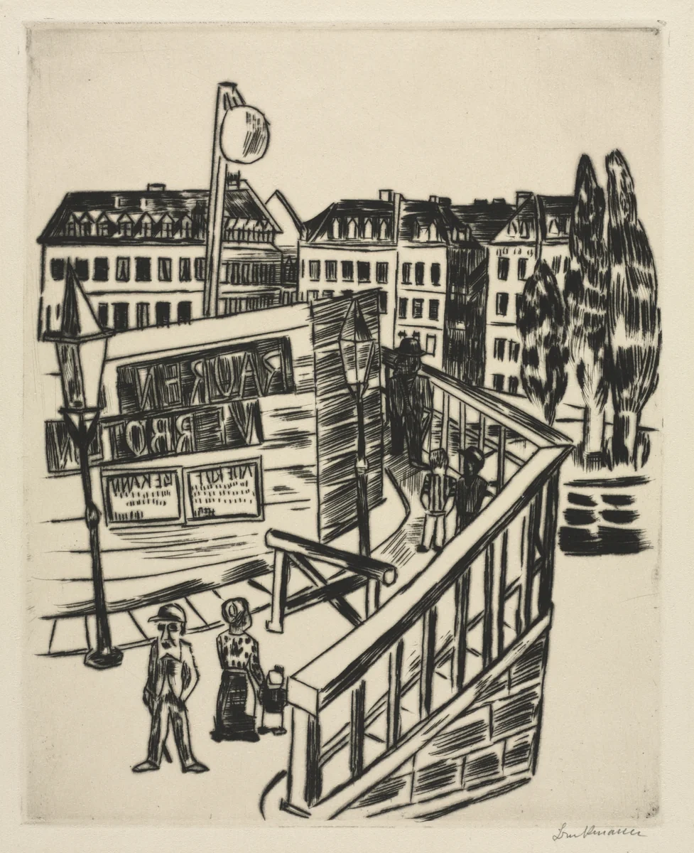 Wooden Bridge by Max Beckmann, print, 1922