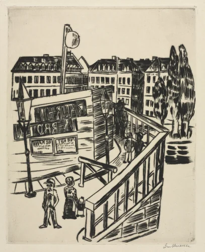 Wooden Bridge by Max Beckmann, print, 1922