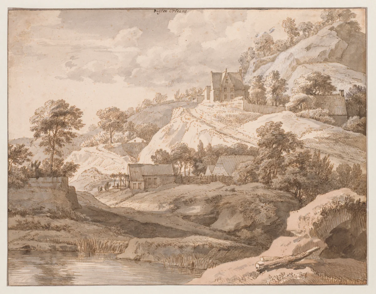 View near Orleans by Isaac de Moucheron, drawing, 1690-1702