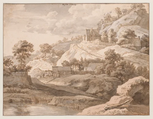 View near Orleans by Isaac de Moucheron, drawing, 1690-1702