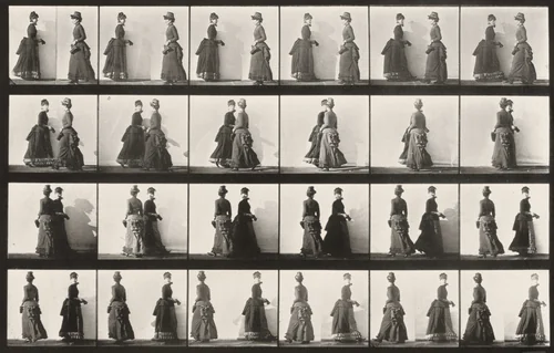 Plate Number 45. Two women walking, meeting and partly turning by Eadweard Muybridge, photograph, 1887
