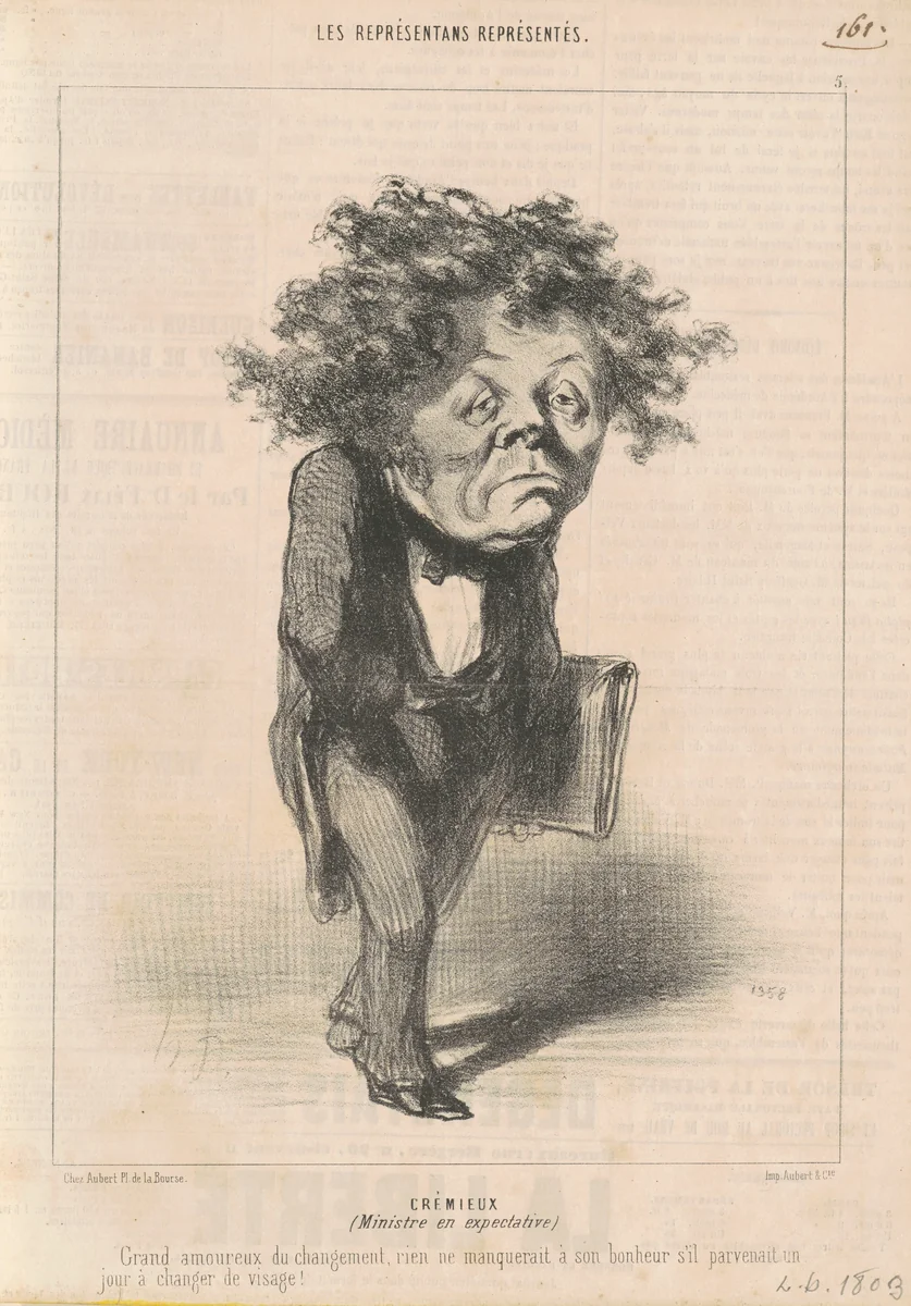 Adolphe Crémieux by Honoré Daumier, print, 1848
