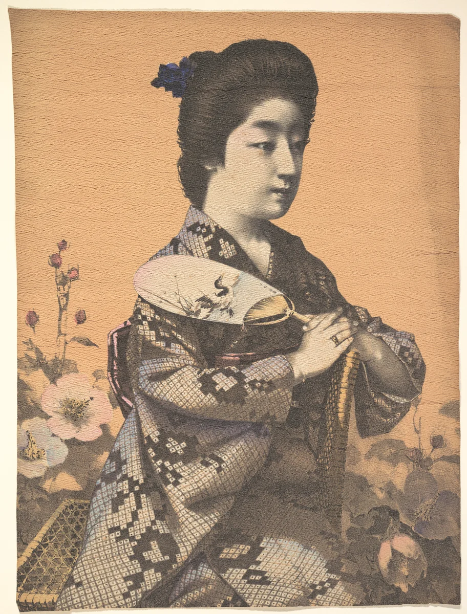 Girl Carrying a Round Paper Fan (Uchiwa) by Unidentified Artist, print, 1890-1910