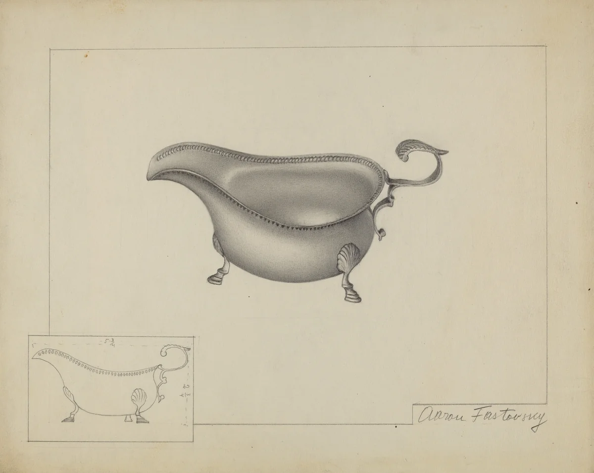Silver Sauce Boat by Aaron Fastovsky, index of american design, 1937