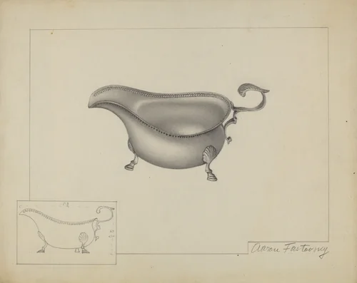 Silver Sauce Boat by Aaron Fastovsky, index of american design, 1937