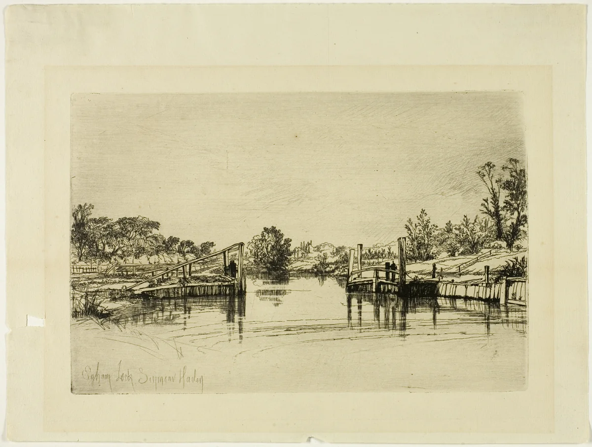 Egham Lock by Francis Seymour-Haden, print, 1854-1864