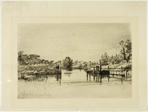 Egham Lock by Francis Seymour-Haden, print, 1854-1864
