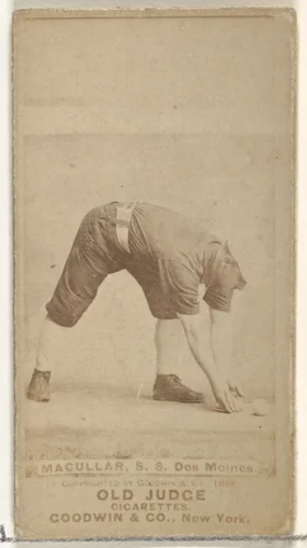 James F. "Jimmy" Macullar, Shortstop, Des Moines Prohibitionists, from the Old Judge series (N172) for Old Judge Cigarettes by Goodwin & Company, photograph, 1888