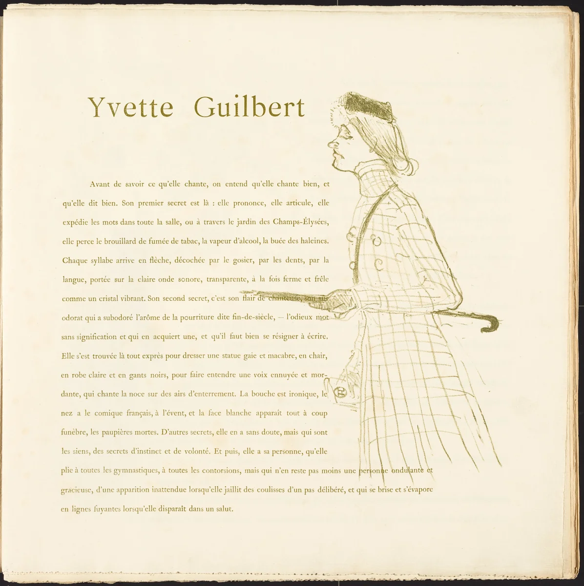 Yvette Guilbert by Henri de Toulouse-Lautrec, print, 1894