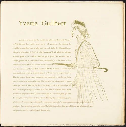 Yvette Guilbert by Henri de Toulouse-Lautrec, print, 1894
