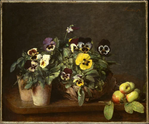 Still Life with Pansies by Henri Fantin-Latour, painting, 1874