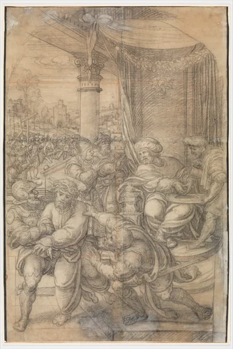 Pilate Washing his Hands by Bernard van Orley, drawing, 1530-1535