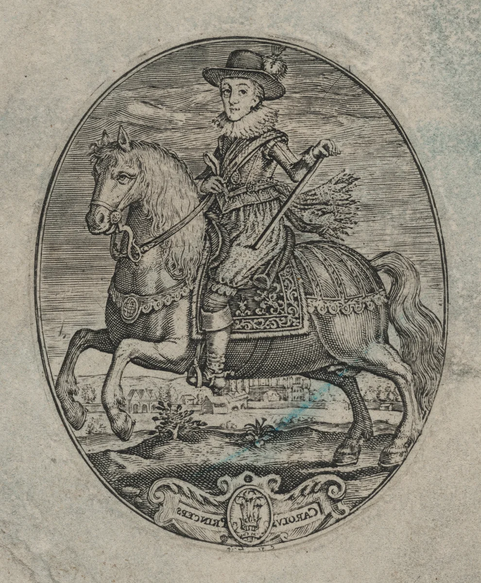 Charles I, King of England, On Horseback [bottom half] by Simon van de Passe, print, 1595-1647