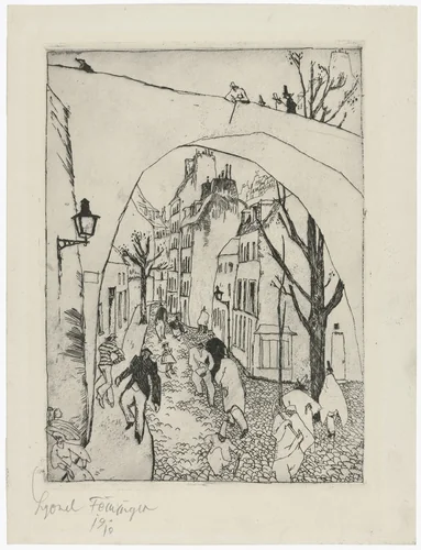 The Green Bridge (recto); Zirchow (verso) by Lyonel Feininger, print, 1910