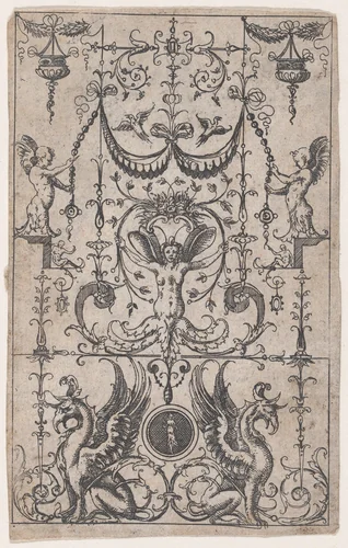 Panel of Grotesques by Jacques Androuet du Cerceau, print, 1530-1585