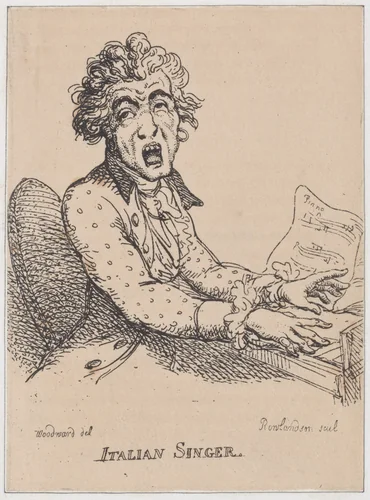 Italian Singer by Thomas Rowlandson, print, 1808