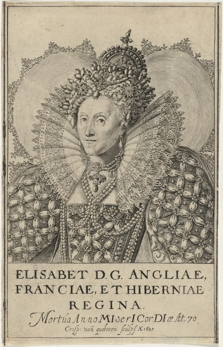 Queen Elizabeth by Crispyn van den Queboorn, print, 1625